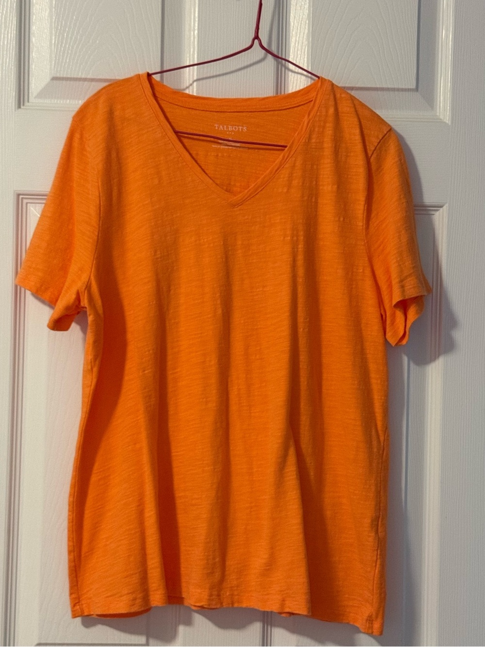 Talbots Bright Orange Women’s V-Neck Nubby Short Sleeve Tee